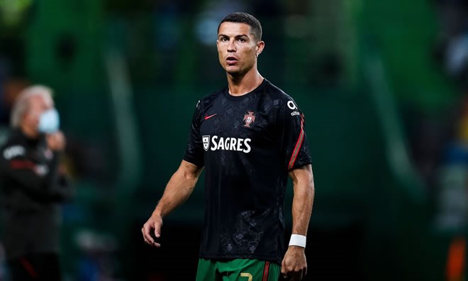 Portugal's forward Cristiano Ronaldo warms up before the friendly football match between Portugal and Spain at the Jose Alvalade stadium in Lisbon on Oct. 7, 2020.Carlos Costa / AFP - Getty Images